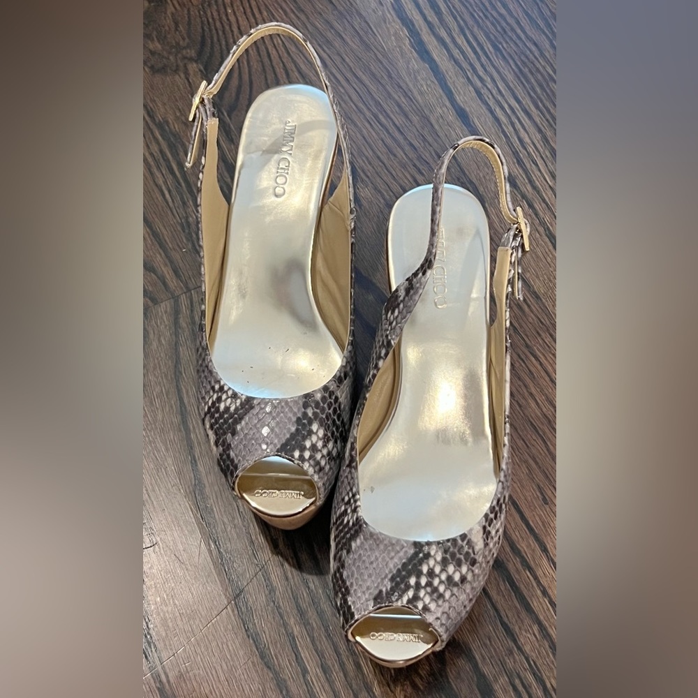 No Flaws Jimmy Choo Snake Print Print Sling Back … - image 7